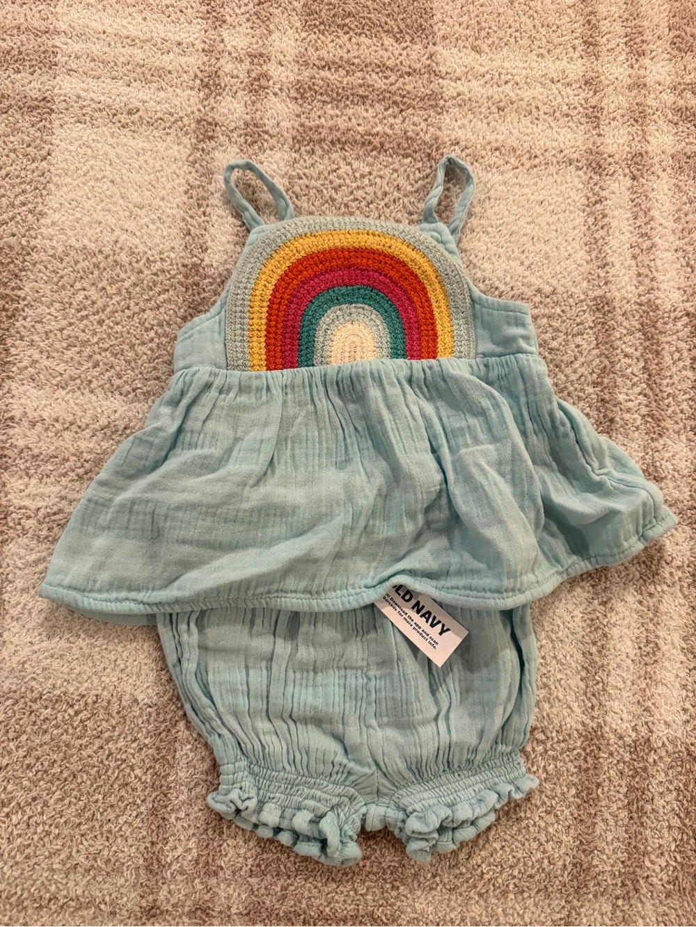 Old Navy Light Blue Rainbow Crochet Set